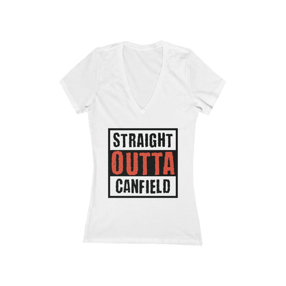 "Straight Outta Canfield" Women's Jersey Short Sleeve Deep V-Neck Tee