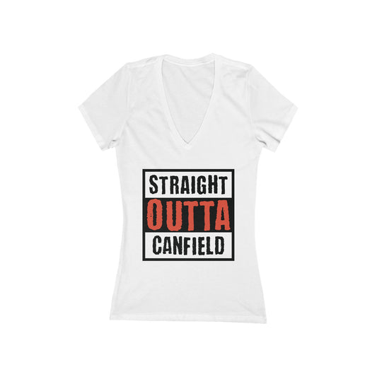 "Straight Outta Canfield" Women's Jersey Short Sleeve Deep V-Neck Tee