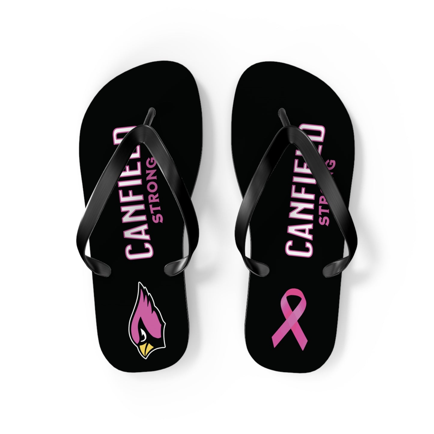 "Canfield Strong" Breast Cancer Awareness Flip Flops