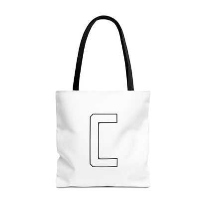 Canfield Tote Bag, White Cardinal & White Canfield "C"