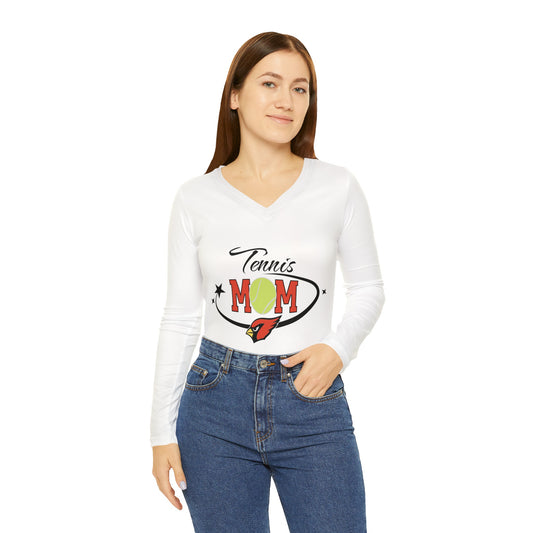 Tennis Mom, Women's Long Sleeve V-neck Shirt