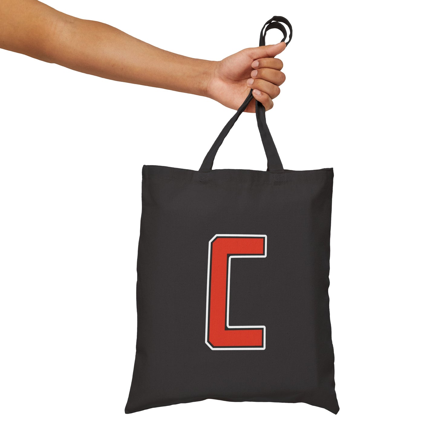 "Straight Outta Canfield" Cotton Canvas Tote Bag, Red Canfield "C"