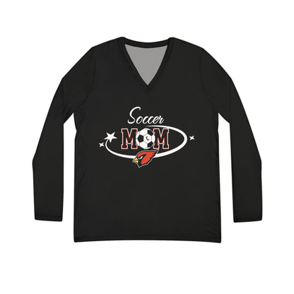 Women's Long Sleeve V-neck Shirt, Canfield Soccer Mom