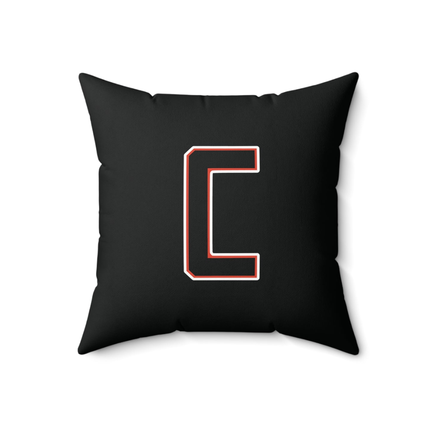 Canfield Football Badge Double Sided Square Pillow, Black "C"