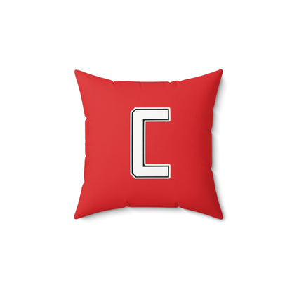 Canfield Football Double Sided Square Pillow, White "C"