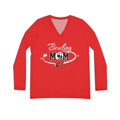 Bowling Mom, Women's Long Sleeve V-neck Shirt