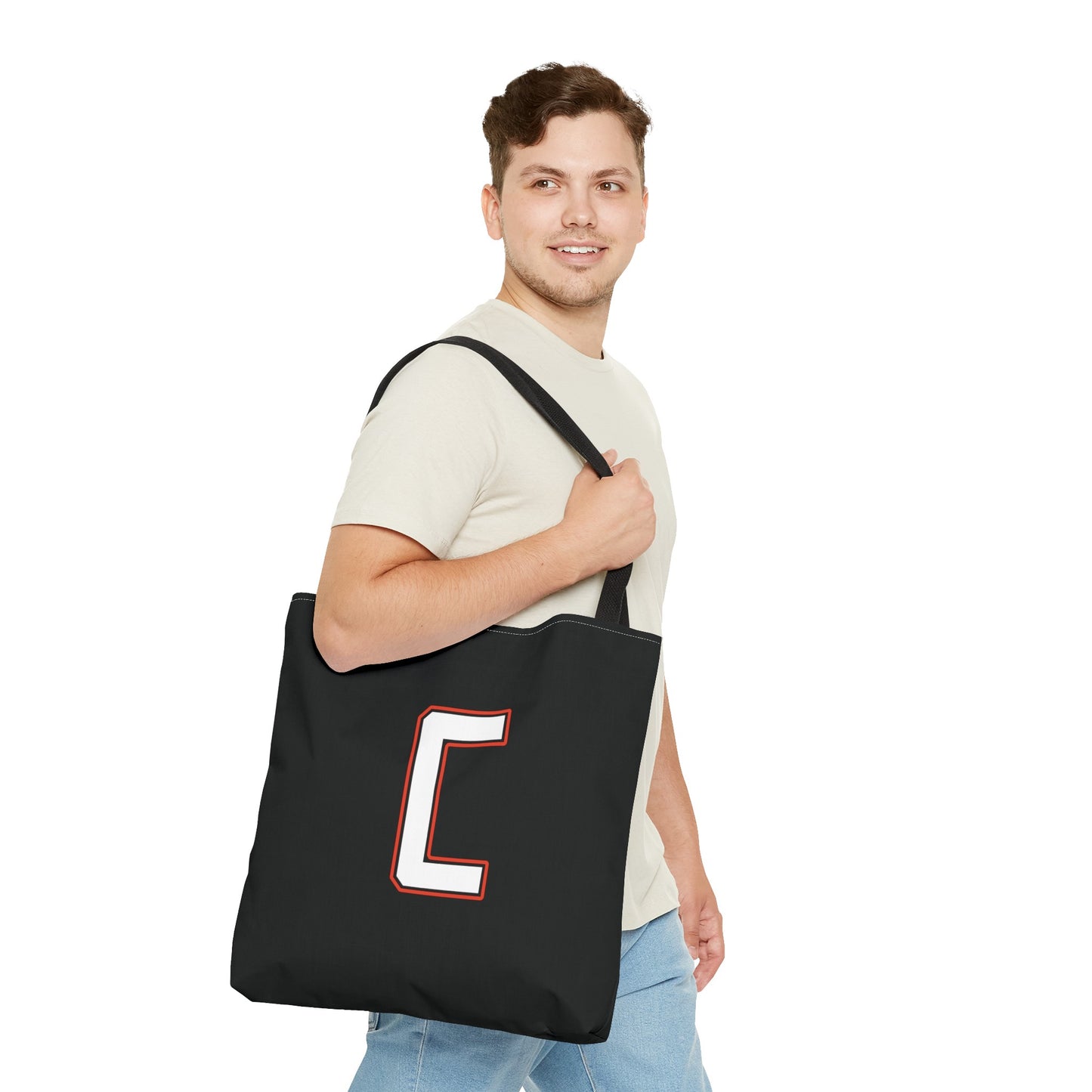 Tote Bag, White Canfield C w/White & Red Trim Cardinal