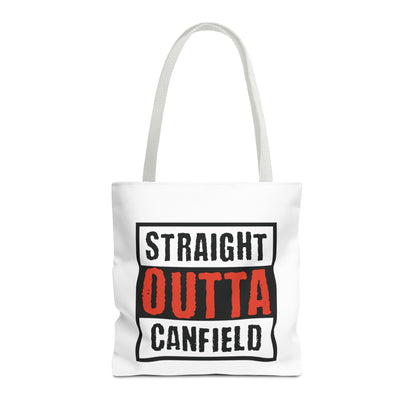 "Straight Outta Canfield" Tote Bag, White "C"