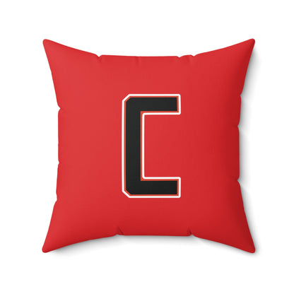 Canfield Double Sided Square Pillow, Red Cardinal & Black "C"