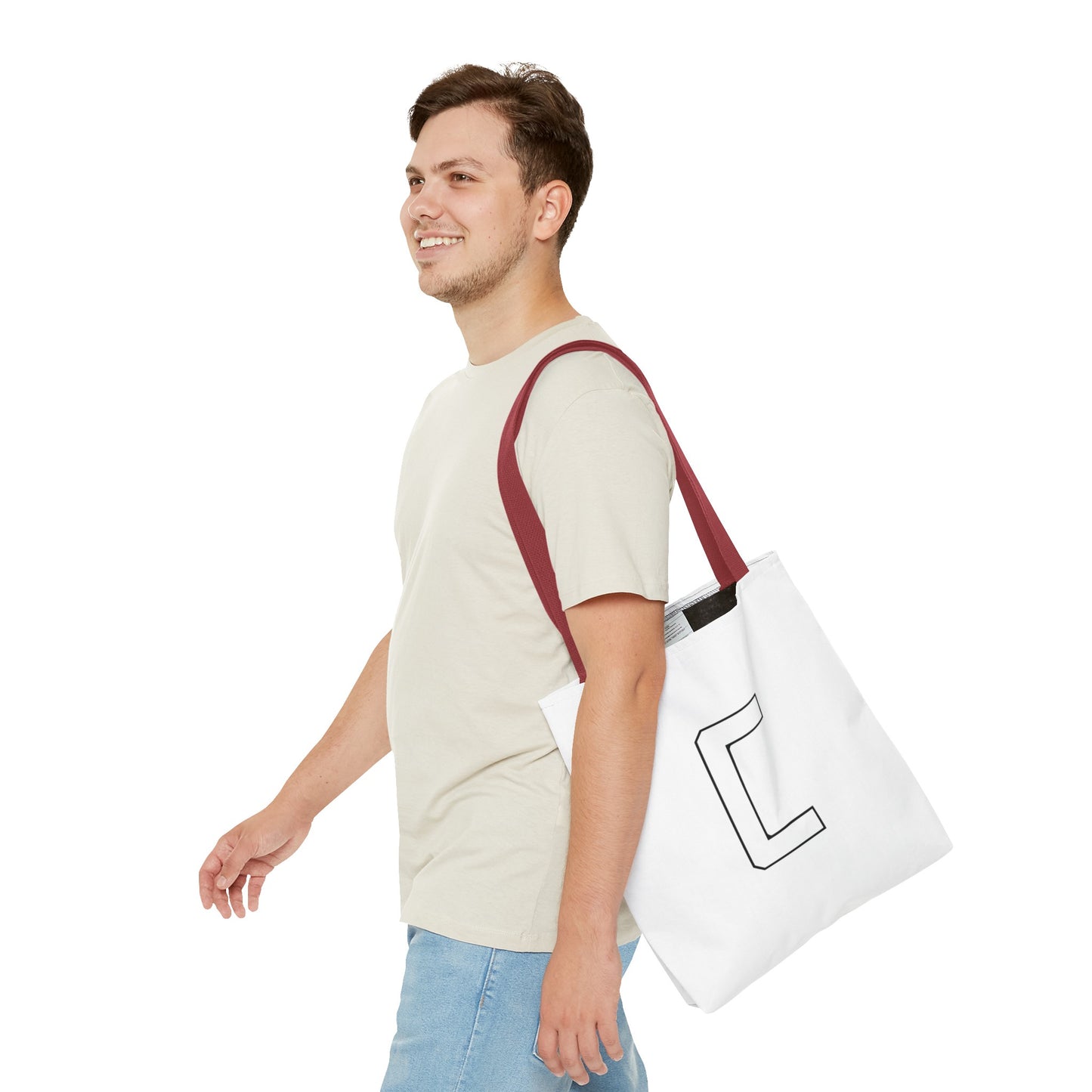 Canfield Tote Bag, White Cardinal & White Canfield "C"