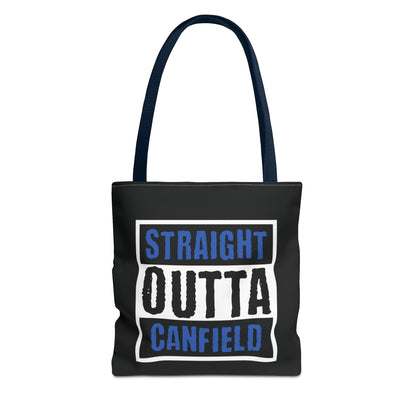 "Straight Outta Canfield" Tote Bag, Black "C"