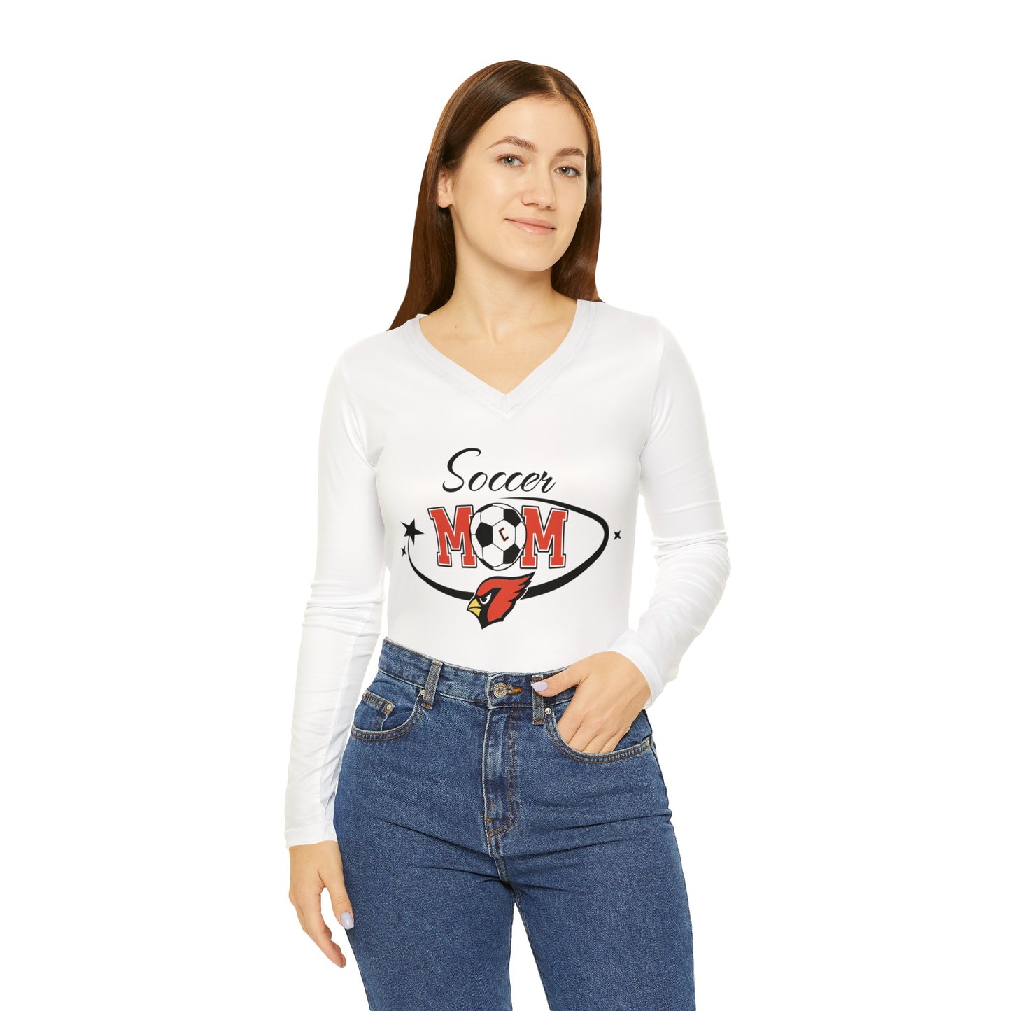 Soccer Mom, Women's Long Sleeve V-neck Shirt