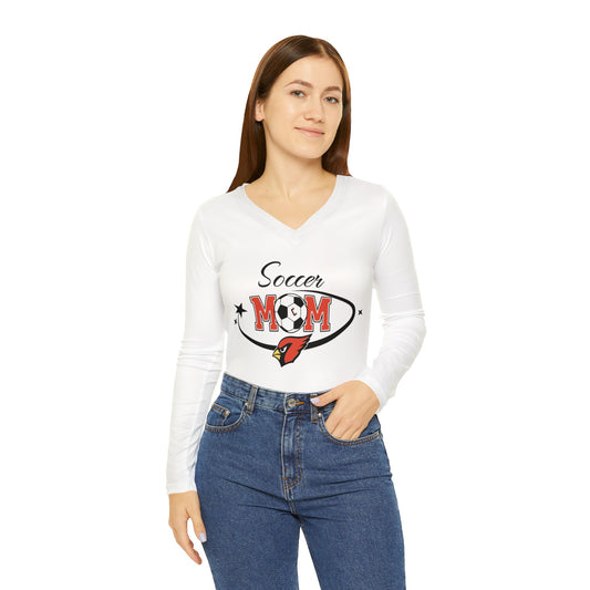 Soccer Mom, Women's Long Sleeve V-neck Shirt