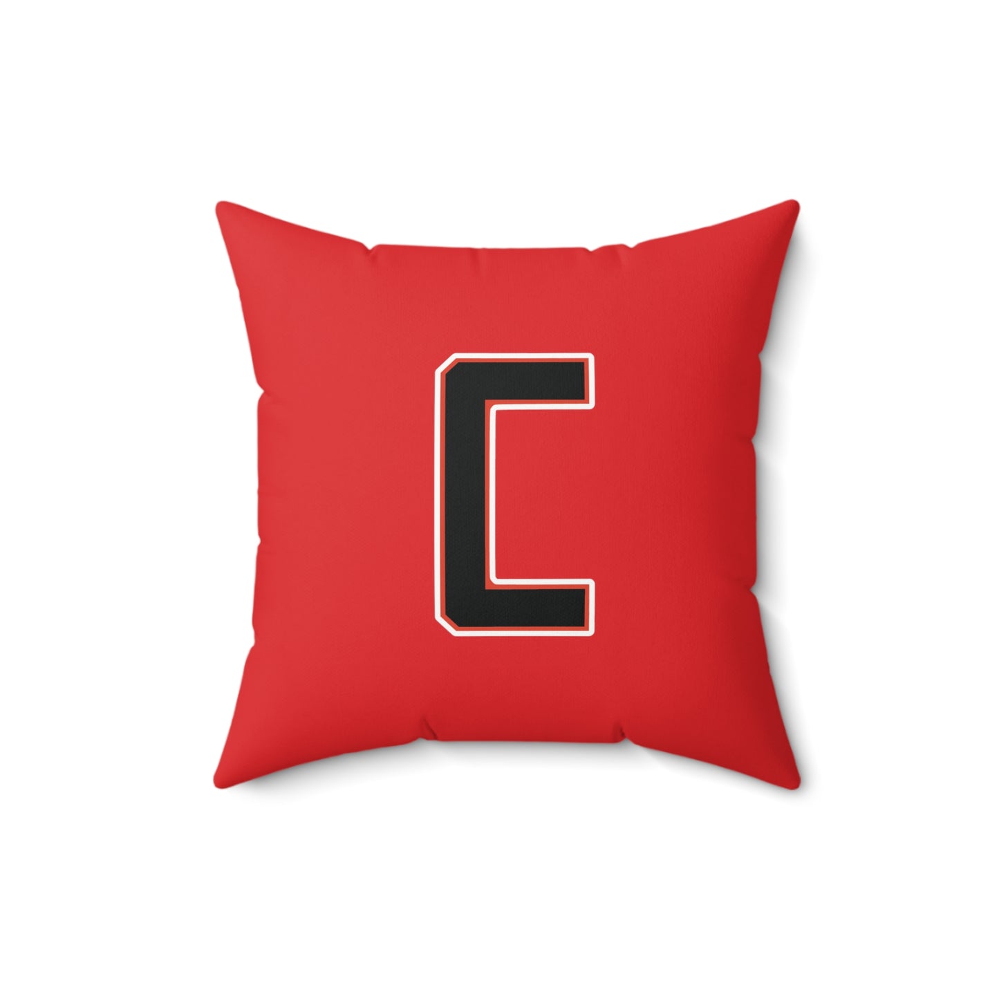 Canfield Football Badge Double Sided Square Pillow, Black "C"