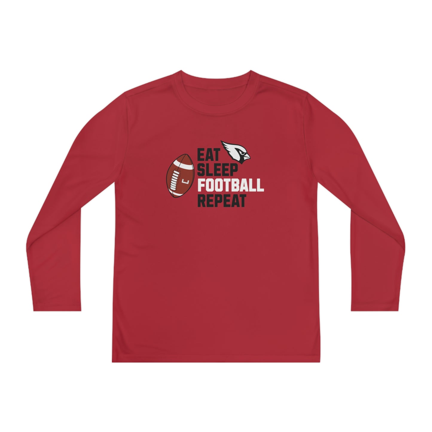 Eat, Sleep, Football, Youth Long Sleeve Competitor Tee