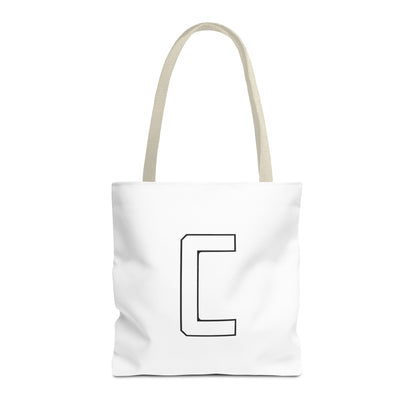 Canfield Tote Bag, White Cardinal & White Canfield "C"