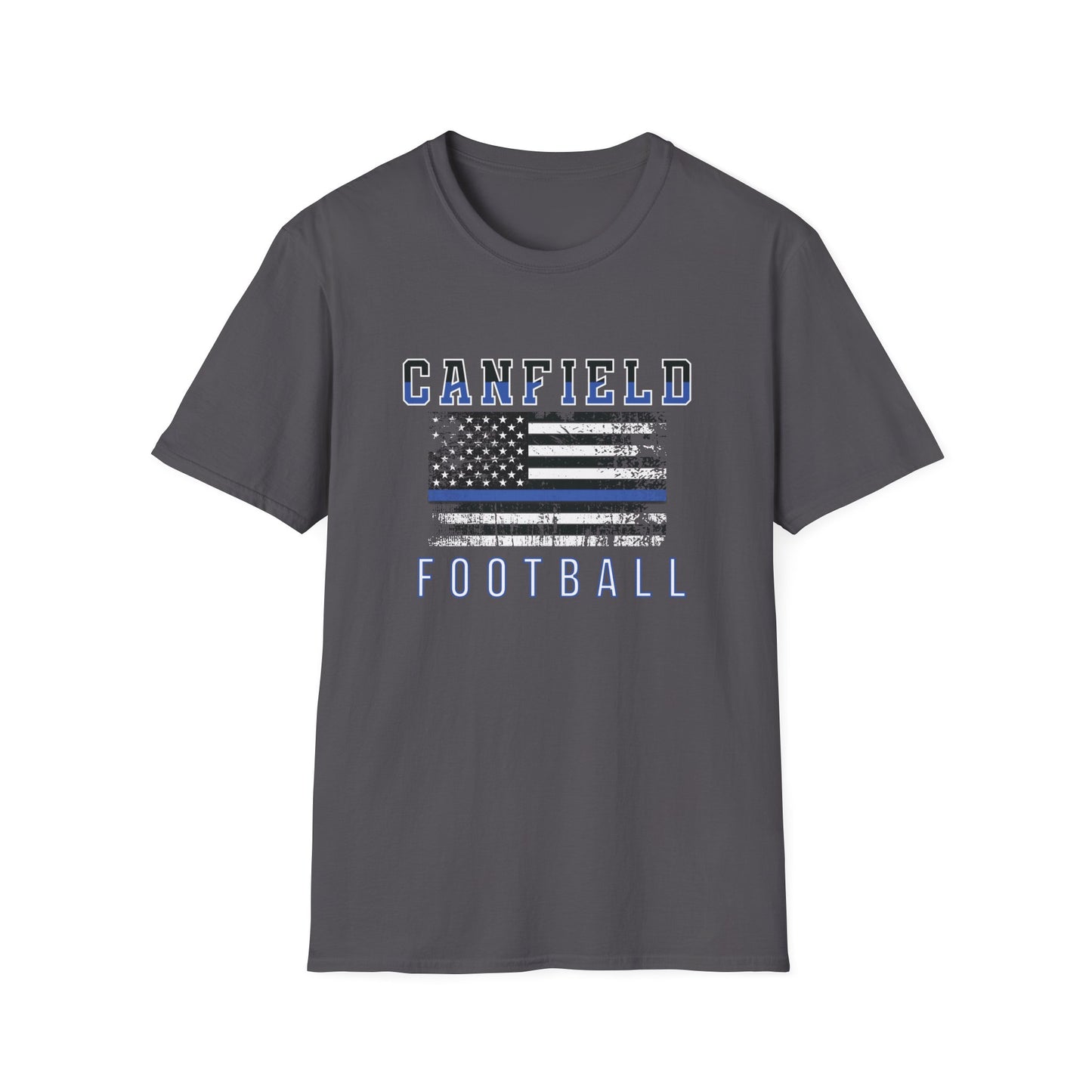 Back-the-Blue Flag, Canfield Football Softstyle T-Shirt