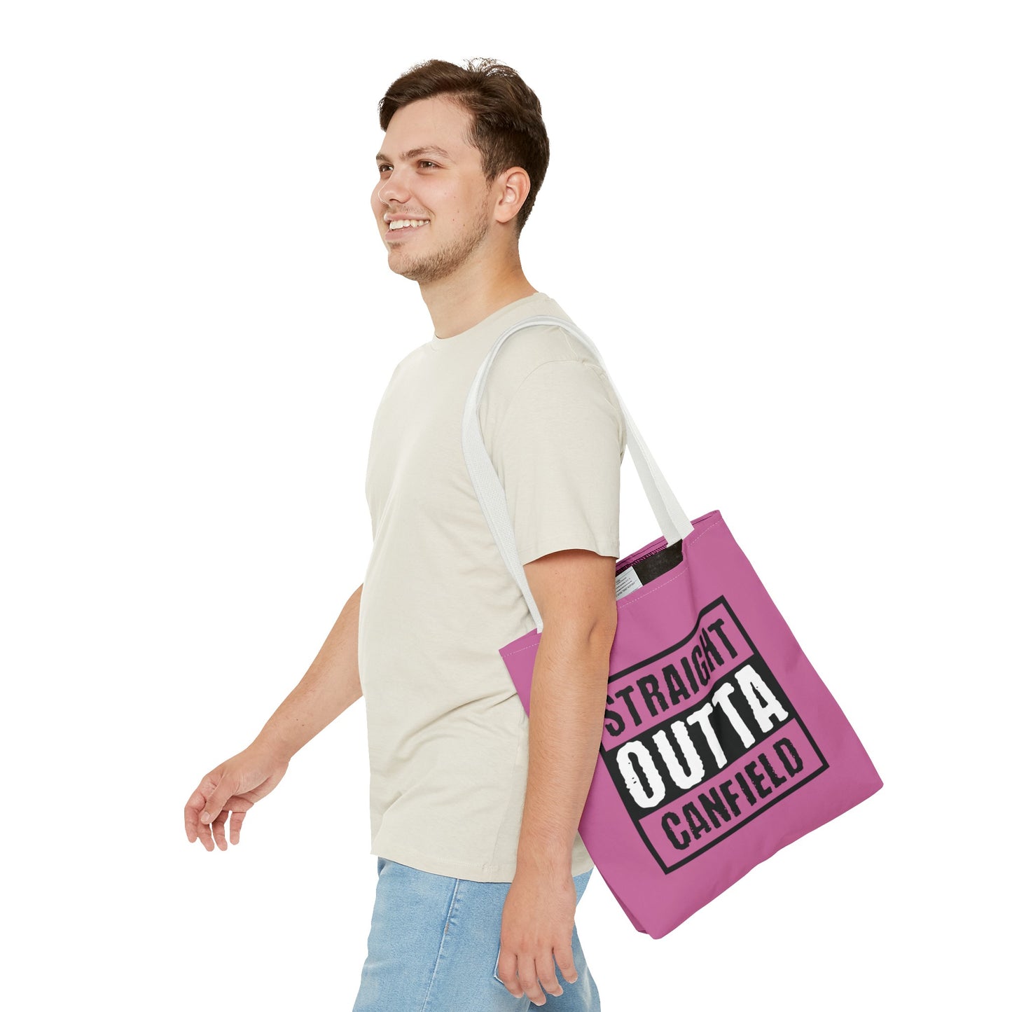 "Straight Outta Canfield" Tote Bag, White Cardinal