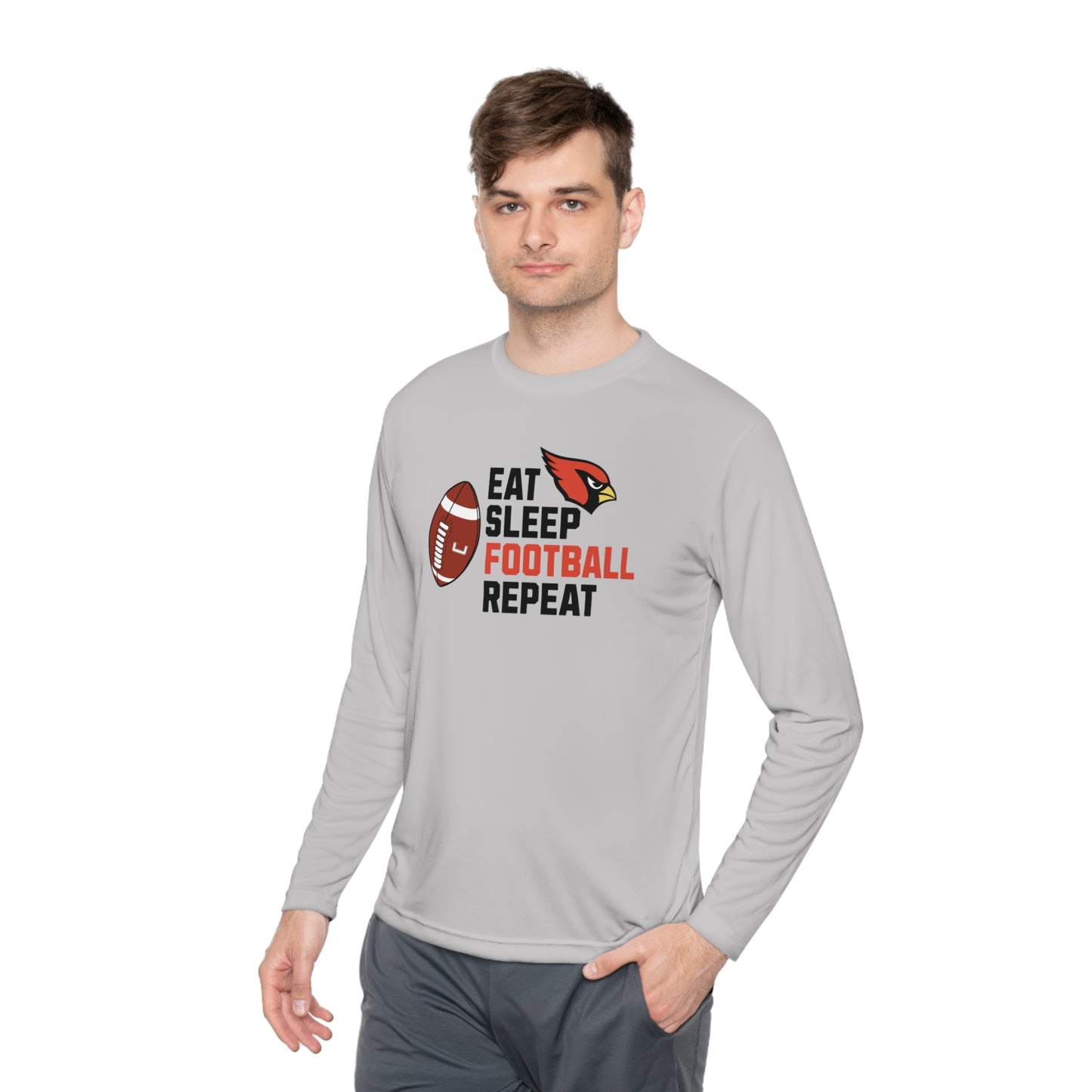 Eat, Sleep, Football, Moisture-Wicking Long Sleeve Tee