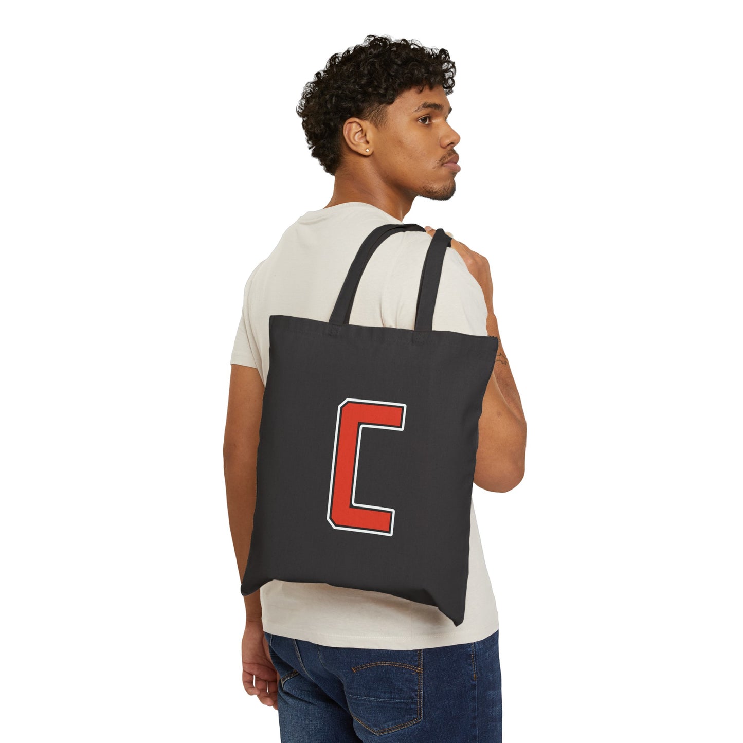 Canfield Cotton Canvas Tote Bag, White Cardinal & Red "C"