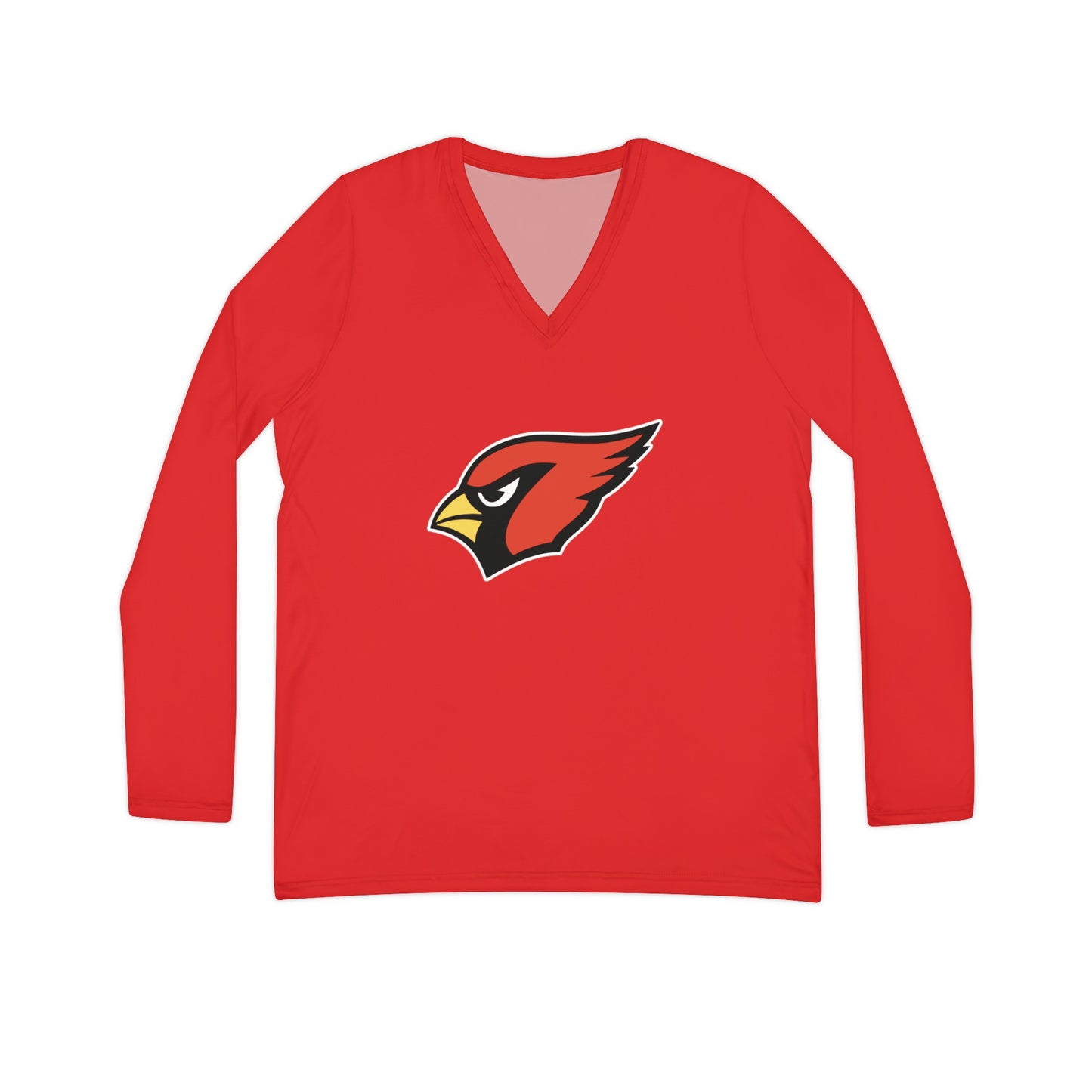 Women's Long Sleeve V-neck Shirt, Red Cardinal