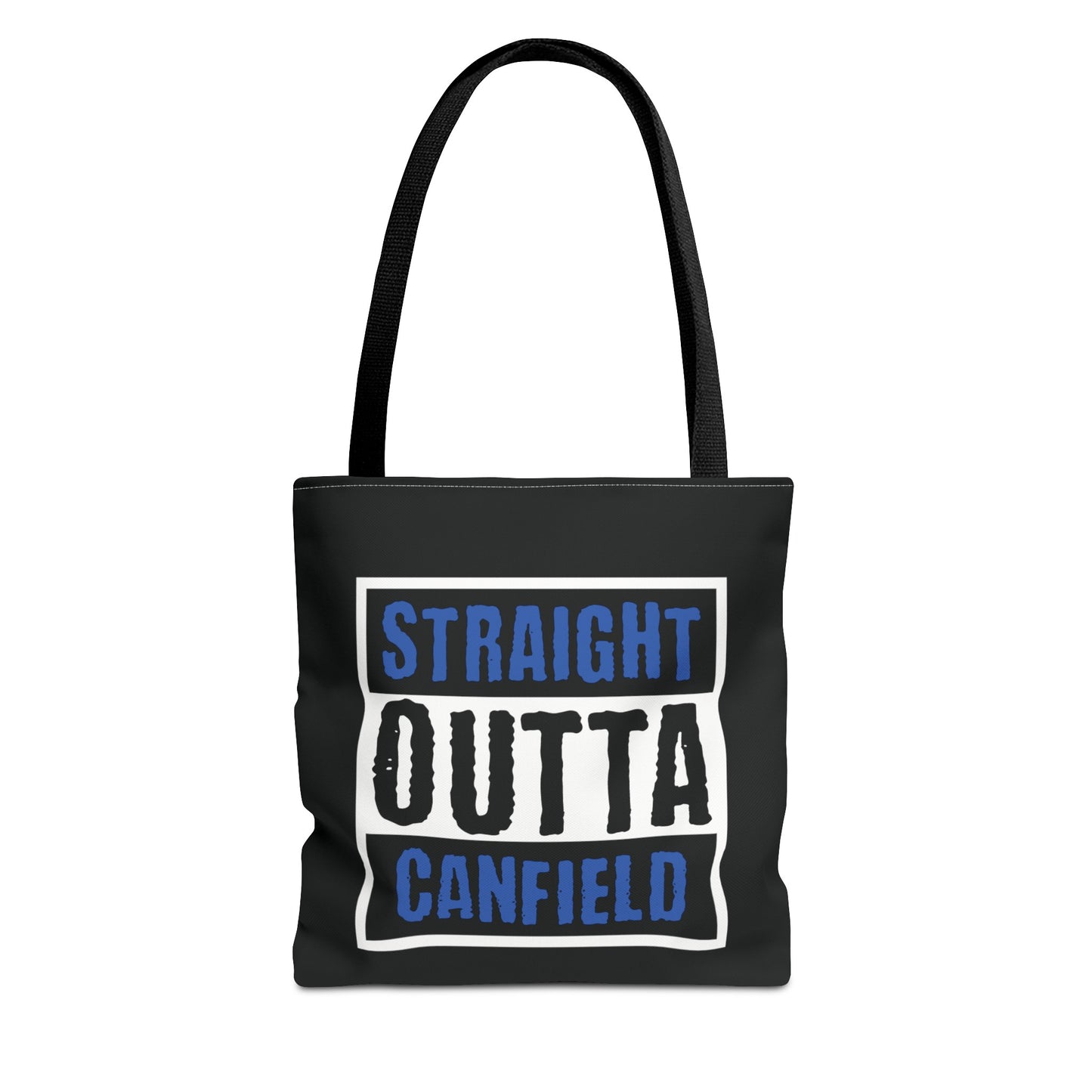 "Straight Outta Canfield" Tote Bag, Back-the-Blue Cardinal