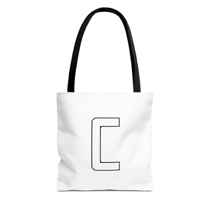 Canfield Tote Bag, White Cardinal & White Canfield "C"