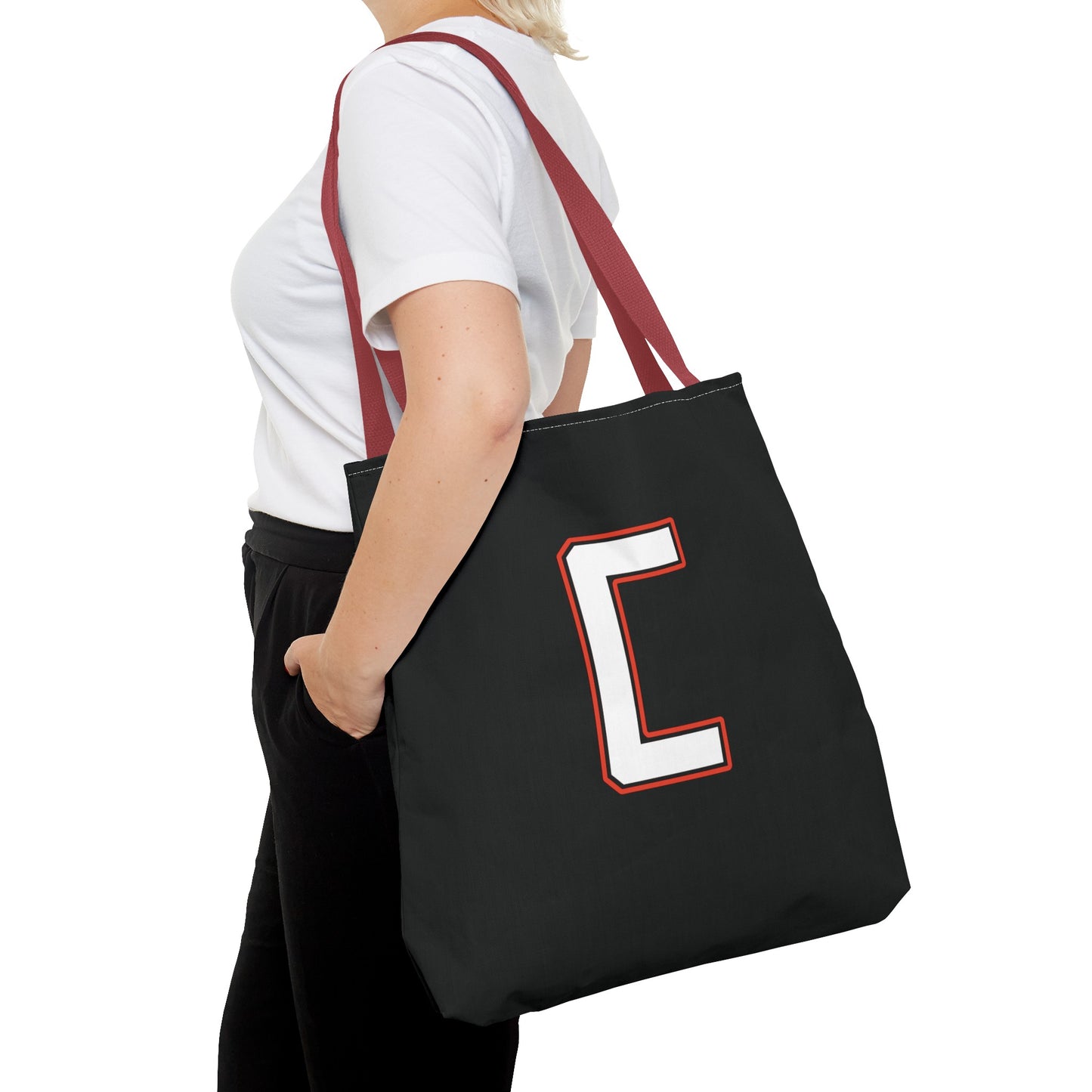 Tote Bag, White Canfield C w/White & Red Trim Cardinal