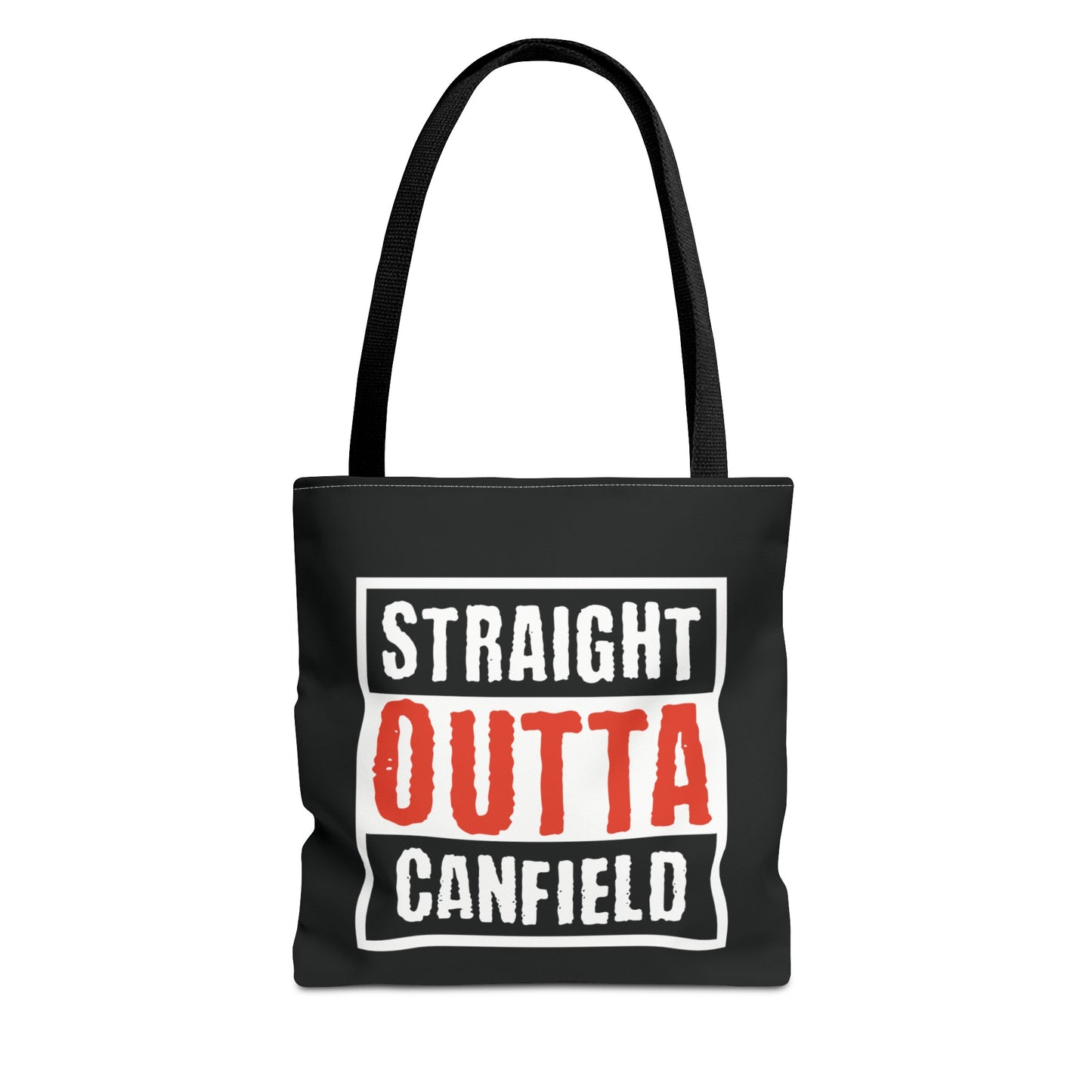 "Straight Outta Canfield" Tote Bag, Red Trim Cardinal