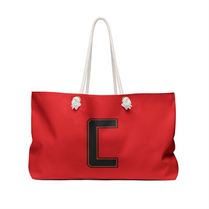 Canfield Weekender Bag, Red Cardinal & Black "C"