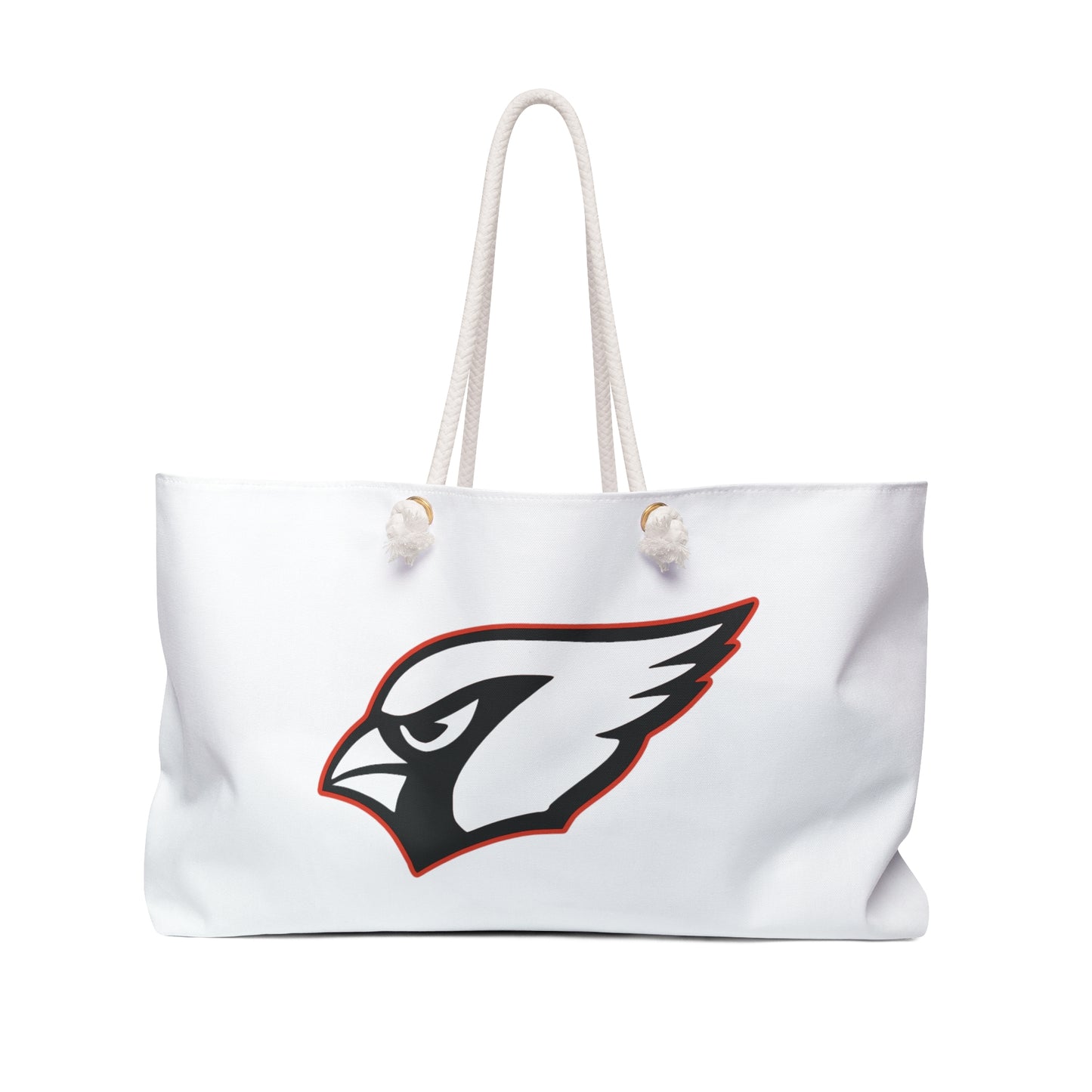 Canfield Football Weekender Bag, White Cardinal w/Red Trim