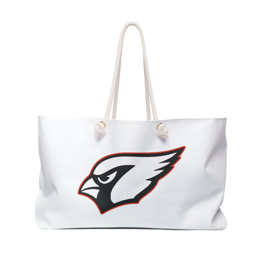 Canfield Football Weekender Bag, White Cardinal w/Red Trim