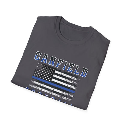 Back-the-Blue Flag, Canfield Football Softstyle T-Shirt