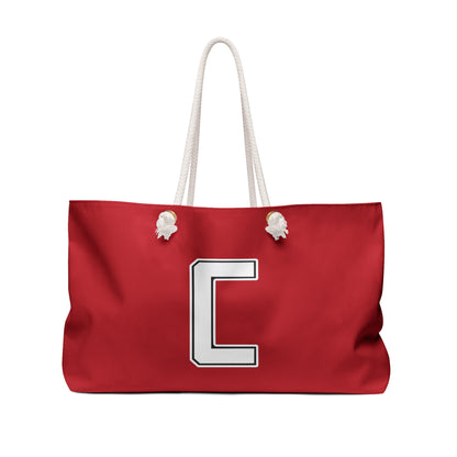 Canfield Weekender Bag, Red Cardinal & White "C"