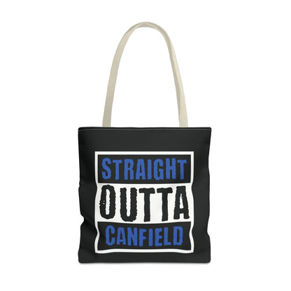 "Straight Outta Canfield" Tote Bag, Back-the-Blue Cardinal