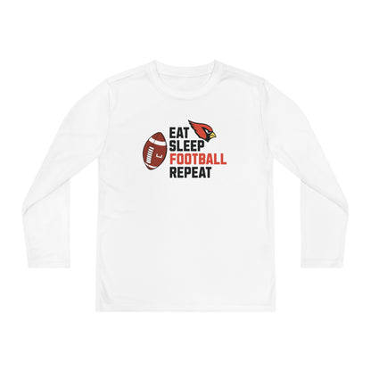 Eat, Sleep, Football, Youth Long Sleeve Competitor Tee