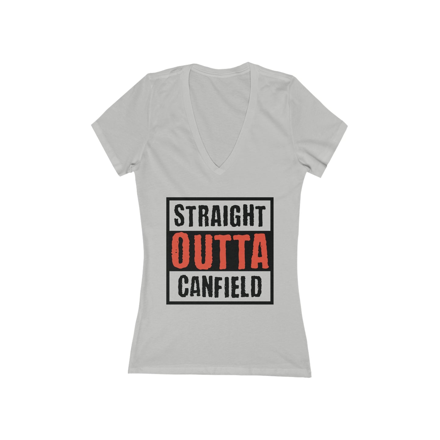 "Straight Outta Canfield" Women's Jersey Short Sleeve Deep V-Neck Tee