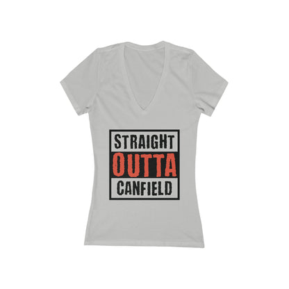 "Straight Outta Canfield" Women's Jersey Short Sleeve Deep V-Neck Tee