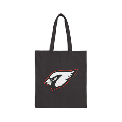 "Straight Outta Canfield" Cotton Canvas Tote Bag, White w/Red Trim Cardinal