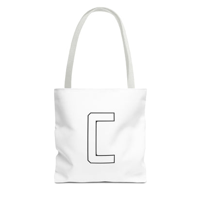 Canfield Tote Bag, White Cardinal & White Canfield "C"