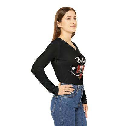 Bowling Mom, Women's Long Sleeve V-neck Shirt