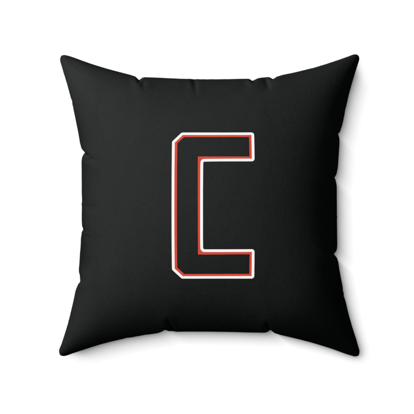 Canfield Football Badge Double Sided Square Pillow, Black "C"