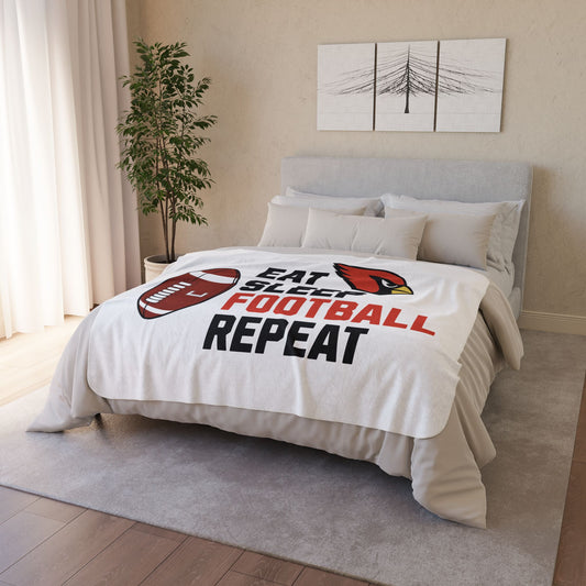 Eat Sleep Football Repeat Sherpa Blanket - Perfect for Game Day and Chilly Nights