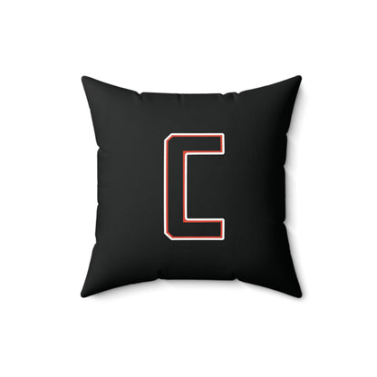 Canfield Football Badge Double Sided Square Pillow, Black "C"