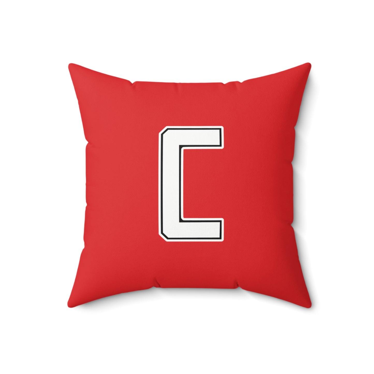 Canfield Football Double Sided Square Pillow, White "C"