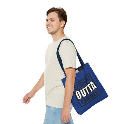 "Straight Outta Canfield" Tote Bag, Back-the-Blue Cardinal