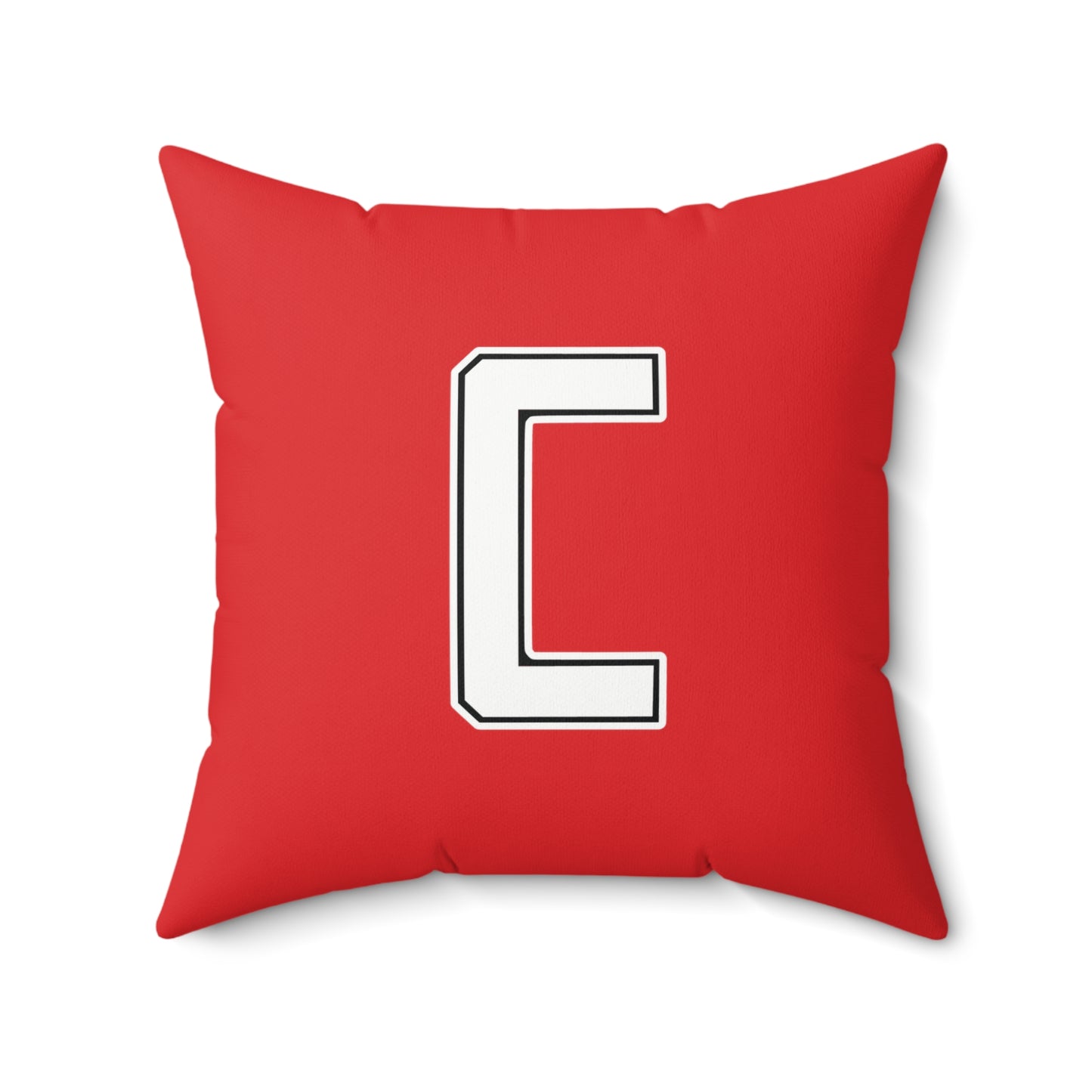 Canfield Football Double Sided Square Pillow, White "C"