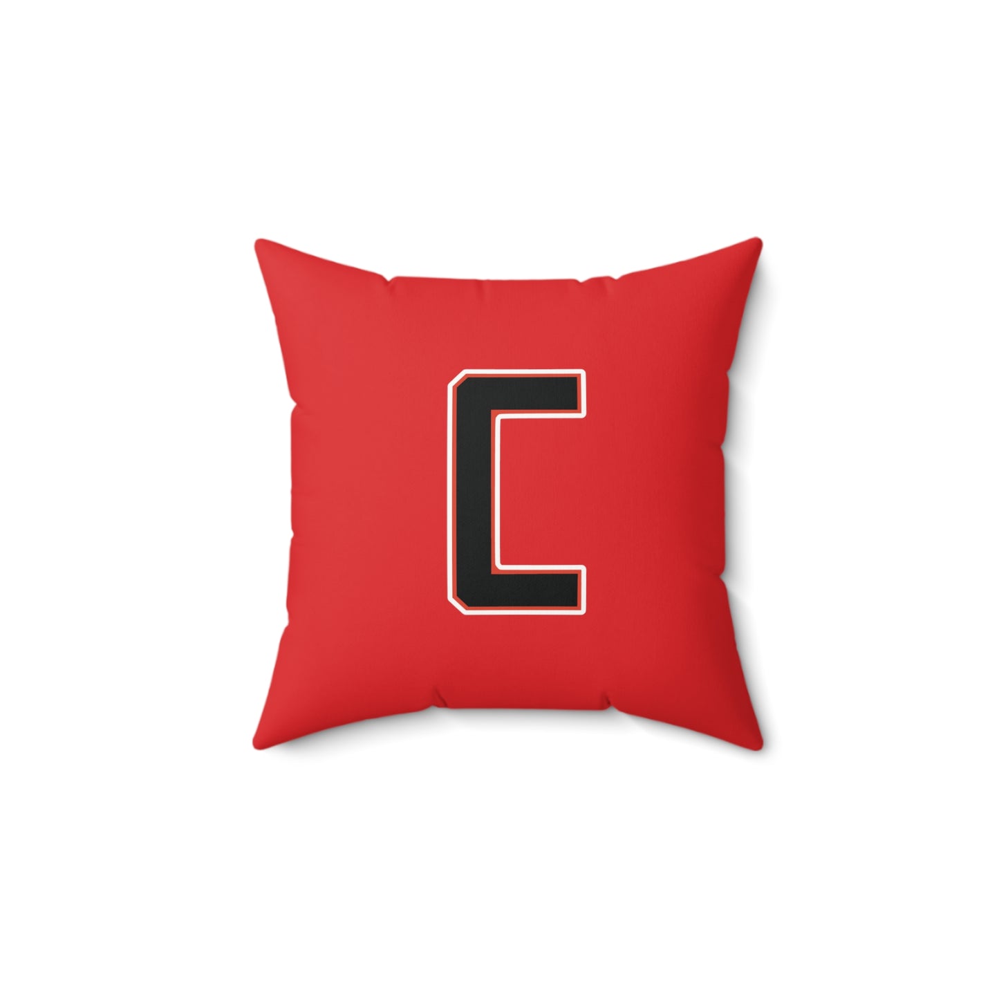 Canfield Football Badge Double Sided Square Pillow, Black "C"