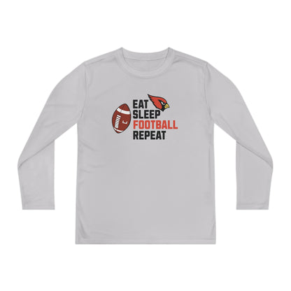 Eat, Sleep, Football, Youth Long Sleeve Competitor Tee