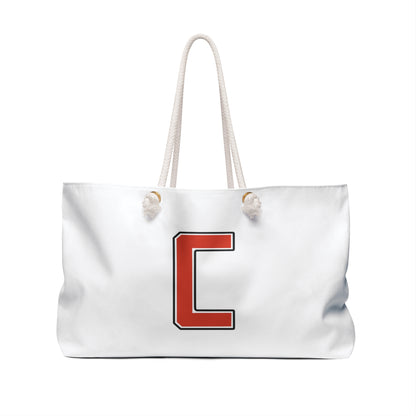 Canfield Weekender Bag, White Cardinal w/Red Trim & Red "C"